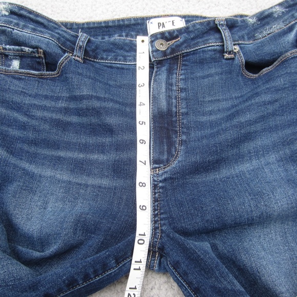 PAIGE Jeans Womens 32 High Rise Lou Lou Flare Twisted Seam Raw HemDistressed Y2K - Picture 10 of 15